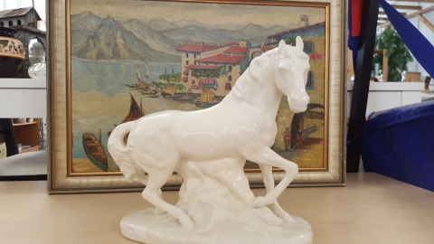 Porzellan, weiss, Pferd, 