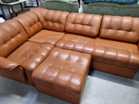 Couch, Sofa, Ledercouch, braun, 