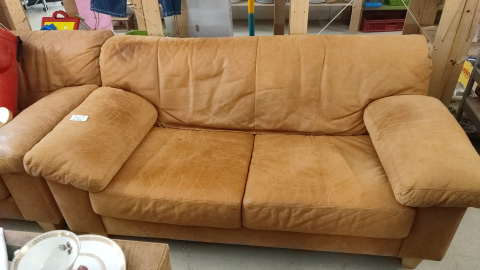 couch, Sofa, Ledercouch, Ledersofa, beige,