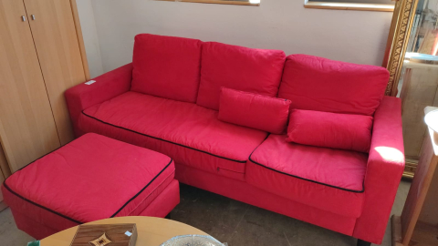 Couch, Sofa, Stoffcouch, Stoffsofa, rot, 