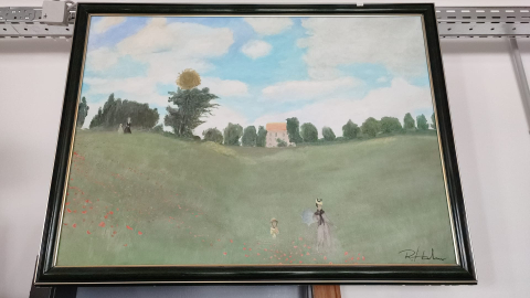 Bild, Landschaft, Blumenwiese, Ölbild, Aquarellbild, Bleistiftbild, 